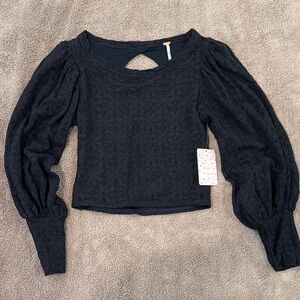 We The Free Black Textured Women's Blouse